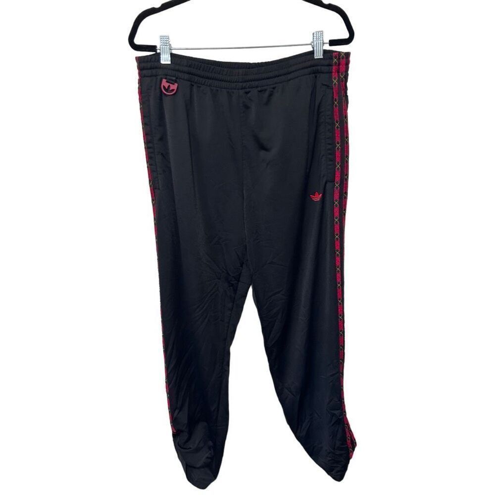 Adidas Trefoil Logo Adjustable Cuff Casual Pull On Pants Red Striped Size Large